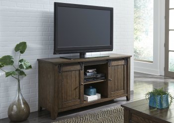 Lake House TV Console 210-TV in Rustic Brown Oak by Liberty [LFTV-210-TV-Lake House]