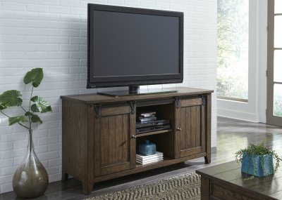 Lake House TV Console 210-TV in Rustic Brown Oak by Liberty