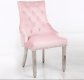 Leo Silver Dining Chair Set of 2 in Pink Fabric