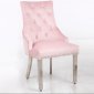 Leo Silver Dining Chair Set of 2 in Pink Fabric