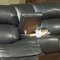 Black Bonded Leather Contemporary Reclining Livng Room Sofa