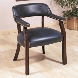 Navy Blue Vinyl Classic Commercial Office Chair w/Nailhead Trim