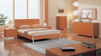 Light Cherry Finish Modern Bedroom [GFBS-Linda]