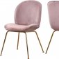 Paris Dining Chair 785 Set of 4 Pink Velvet Fabric by Meridian