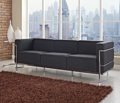 Charles Grande Sofa in Dark Gray Wool by Modway w/Options