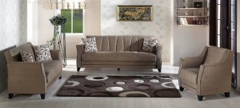 Rainbow Dark Beige Fabric Living Room Sleeper Sofa w/Storage [IKSB-POLARIS-Rainbow Dark Beige]