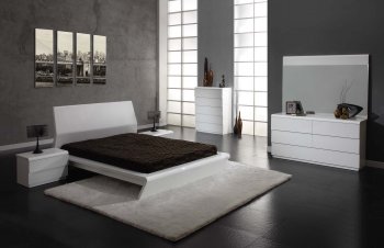 White High Gloss Finish Modern Bedroom w/Options [CVBS-ICE]