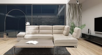 Gemma 7768 Sectional in Pearl Grey Pure Leather by IDP Italia [IDSS-7768-QS-Gemma]