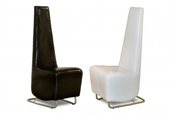 White Crocodile Patterned Vinyl Set of 2 Tall Dining Side Chairs [DSDC-996w Crocodile White]