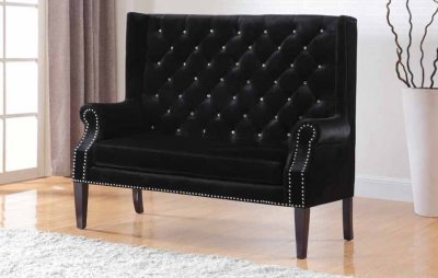 902994 Settee in Black Velvet Fabric by Coaster