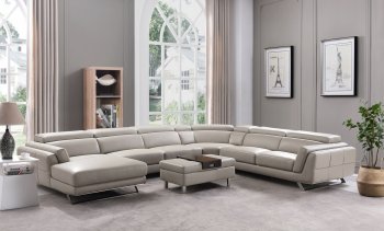 582 Sectional Sofa in Light Gray Leather by ESF w/Options [EFSS-582 Light Gray]