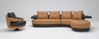 Black and Brown Two-Tone Full Leather Modern Sectional Sofa [VGSS-KK899-Black-Brown]