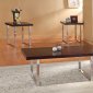 Light Espresso Top Modern 3Pc Coffee Table Set w/Nickel Legs