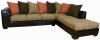 Mocha Fabric & Chocolate Bicast Modern Sectional Sofa