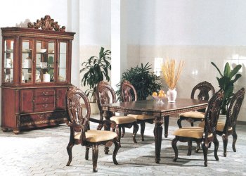 Brown Finish Classic 7Pc Dining Set w/Optional Buffet with Hutch [YTDS-8460-Dana]