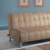 Beige Microfiber Modern Convertible Sofa Bed w/Steel Legs