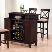 100218 Bar Unit in Deep Cappuccino by Coaster w/Optional Chairs