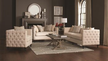 Claxton Sofa in Beige Fabric 504891 by Coaster w/Options [CRS-504891 Claxton]