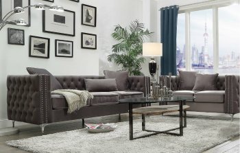 Gillian II Sofa & Loveseat Set 53385 in Dark Gray Velvet by Acme [AMS-53385-Gillian II]