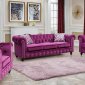 Camila Sofa & Loveseat Set in Magenta Velvet Fabric w/Options