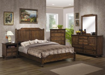 Rustic Medium Brown Finish Traditional Bed w/Optional Casegoods [CRBS-201681-Clarin]