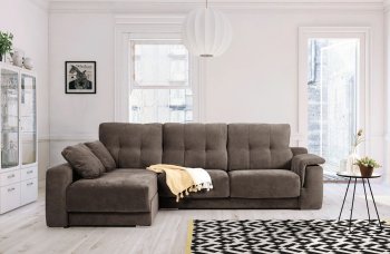 Air Sectional Sofa in Brown Fabric by ESF w/Storage [EFSS-Air Brown]