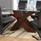 Deco Cherry "X" Shape Base Clear Glass Top Modern Dinette