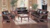 Vintage Inspired Dark Brown Bycast Leather Living Room Set