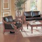 Vintage Inspired Dark Brown Bycast Leather Living Room Set