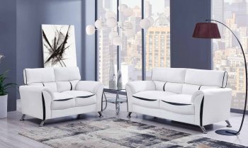 U9100 Sofa & Loveseat Set in White by Global [GFS-U9100-WH/BL]