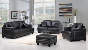 Ferrara Sofa 655 in Black Bonded Leather w/Optional Items [MRS-655BL Ferrara]