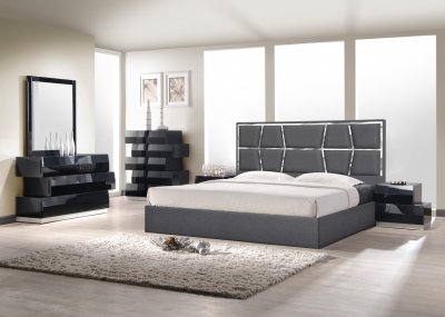 Degas Bedroom Charcoal by J&M w/Optional Milan Black Casegoods