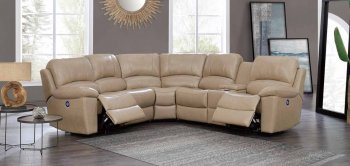 U15026 Power Motion Sectional Sofa Tan Bonded Leather by Global [GFSS-U15026]