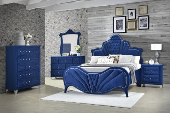 Dante Bedroom Set 5Pc 24220 in Blue Velvet by Acme w/Options [AMBS-24220 Dante]