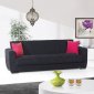 Dolce Sofa Bed in Black Microfiber by Rain w/Optional Items