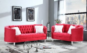 LCL-008 Sofa & Loveseat Set in Red Velvet [BDS-LCL-008 Red]