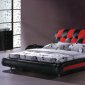 Red & Black Leatherette Modern Bed