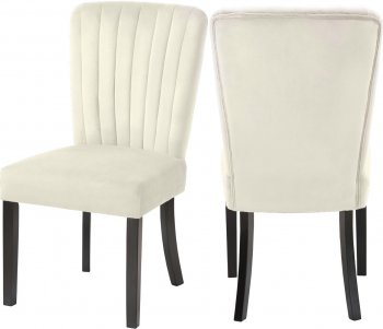 Shelby Dining Chair 725 Set of 2 Cream Velvet Fabric by Meridian [MRDC-725 Shelby Cream]