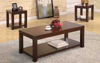 Cherry Brown Matte Finish Modern 3PC Coffee Table Set [PXCT-F3171]