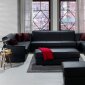 Kobe Black U-Shape Sectional Sofa in PU by Istikbal