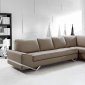 Vanity Sectional Sofa in Latte Leather by VIG w/Metal Legs