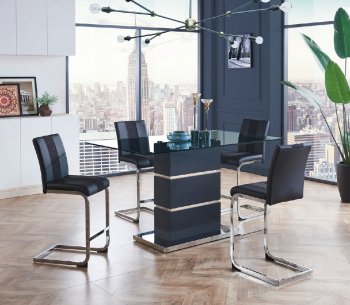 D10012BT Bar Set 5Pc in Black by Global w/D915BS-BL Barstools [GFDS-D10012BT-D915BS-BL]