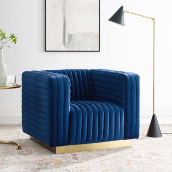 Charisma Accent Chair in Navy Velvet by Modway [MWAC-3887 Charisma Navy]