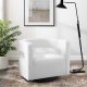 Spin Swivel Accent Chair in White Velvet by Modway