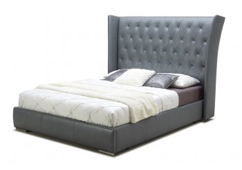 Donovan Bed in Grey Leather by J&M w/Options [JMB-Donovan]