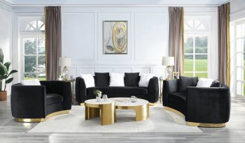 Achelle Sofa LV01045 in Black Velvet by Acme w/Options [AMS-LV01045 Achelle]