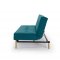 Splitback Eik Sofa Bed w/Arms in Aqua by Innovation w/Brass Legs