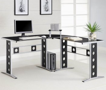 Black & Silver Two-Tone Modern Home Office Desk [CROD-800228]