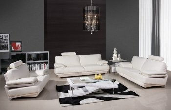 White Bonded Leather 7380 Sofa w/Optional Loveseat & Chair [AES-7380 White]