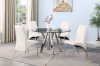 Alaia Dining Set 5Pc 190710 in Chrome by Coaster w/White Chairs